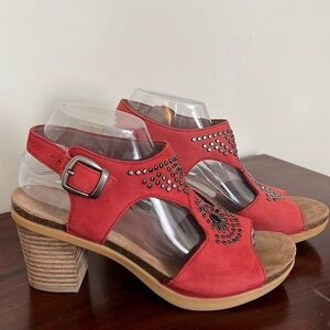 Dansko Women's Red Block Heel Sandals